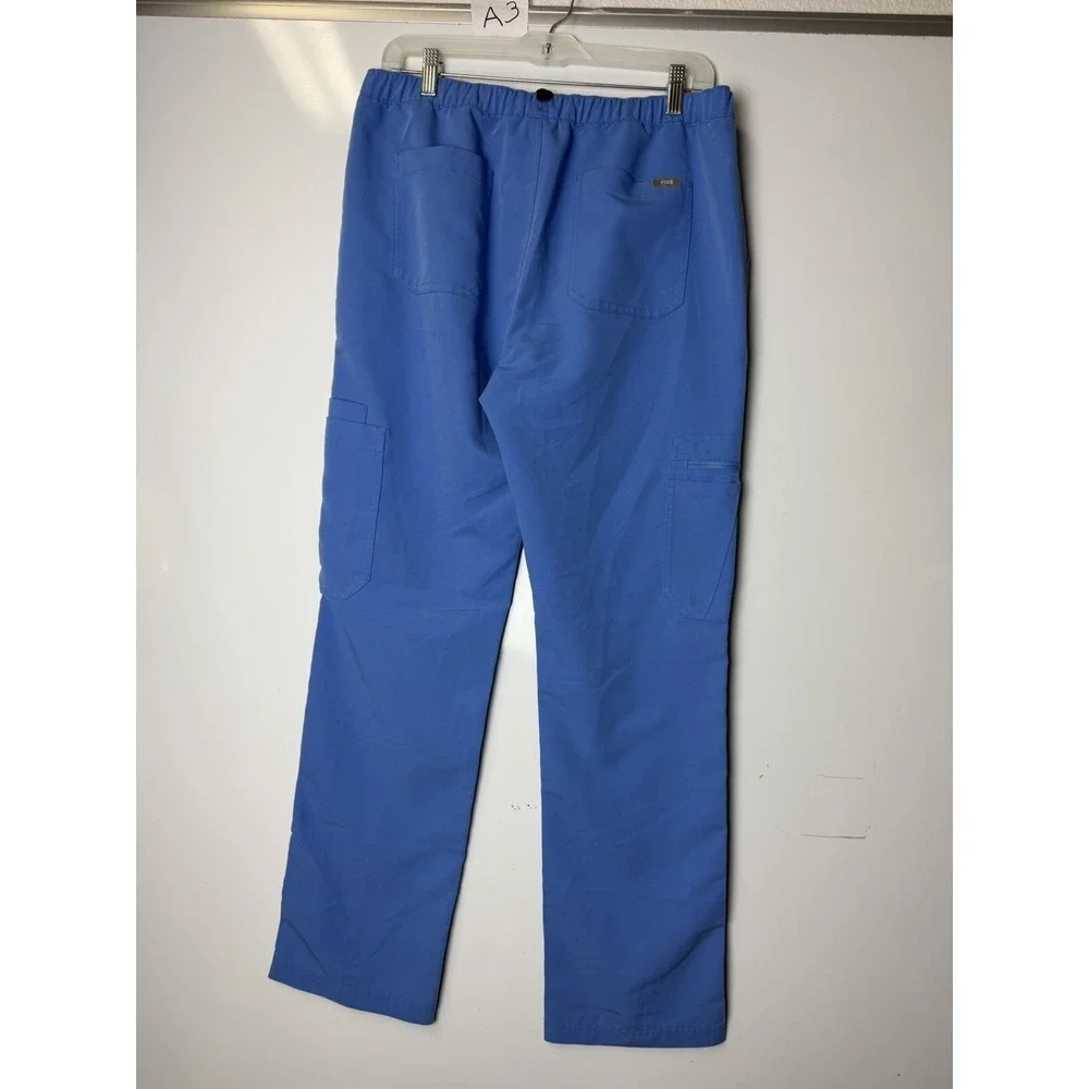 FIGS Technical Collection Scrub 2pcs Set Women's L Blue V-Neck Top Cargo Pants
